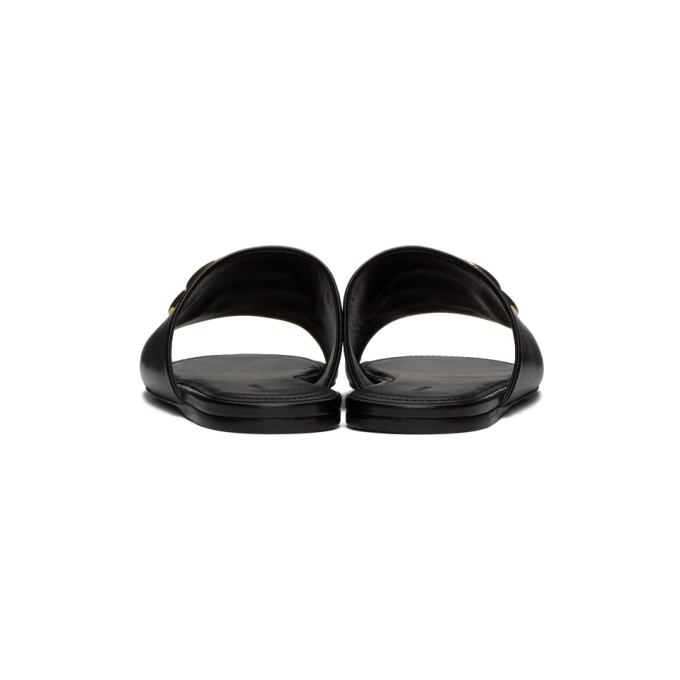 BALENCIAGA BALENCIAGA BLACK OVAL BB FLAT SANDALS
