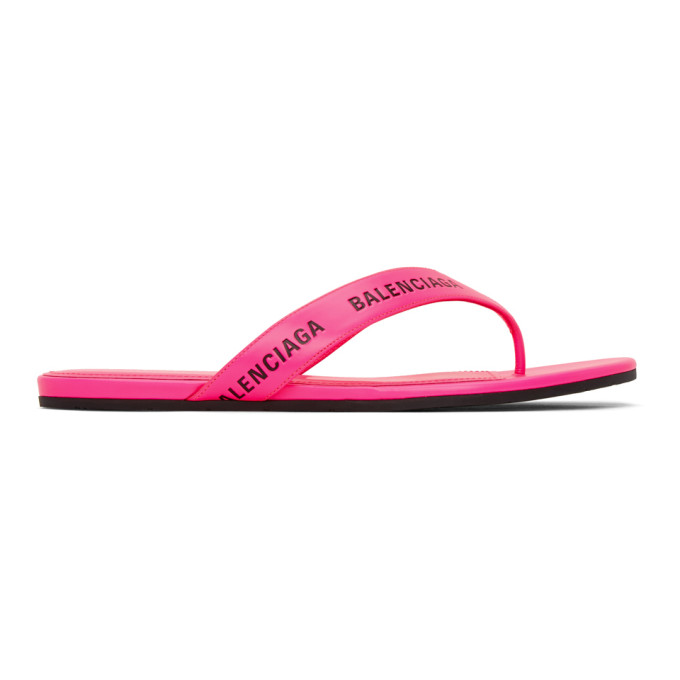 BALENCIAGA BALENCIAGA PINK LOGO THONG SANDALS