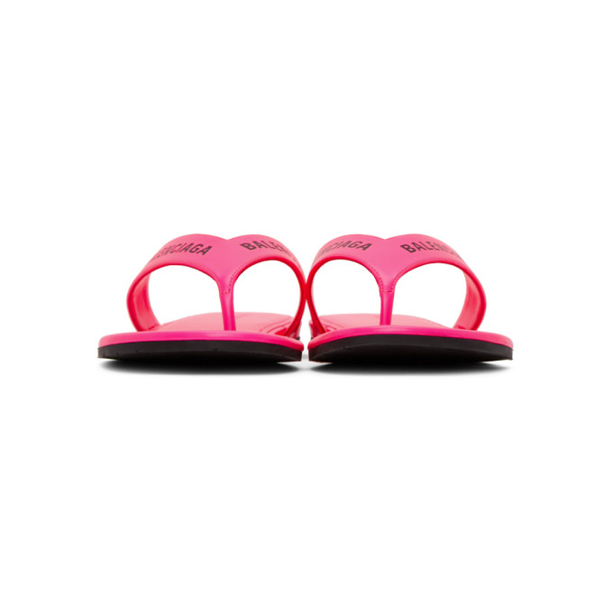 BALENCIAGA BALENCIAGA PINK LOGO THONG SANDALS