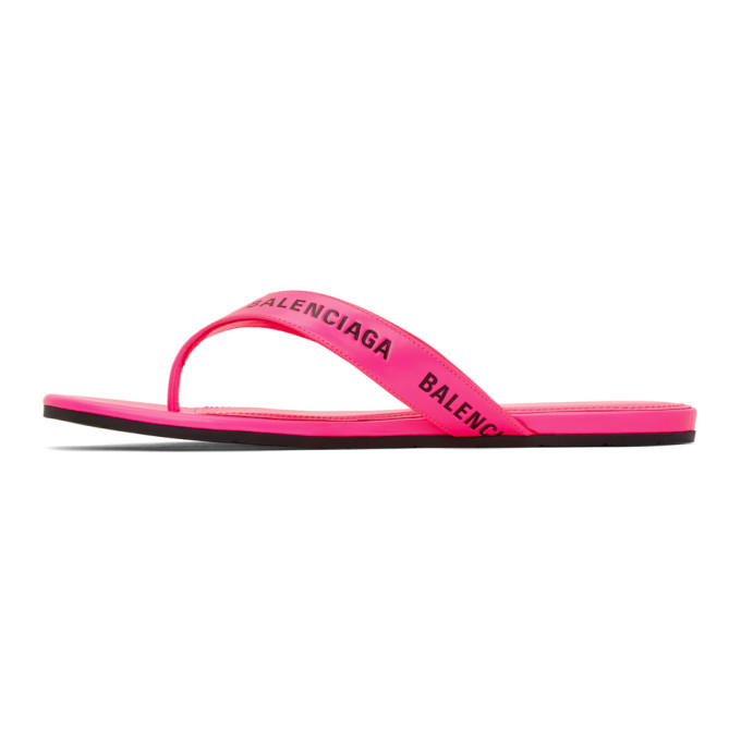 BALENCIAGA BALENCIAGA PINK LOGO THONG SANDALS