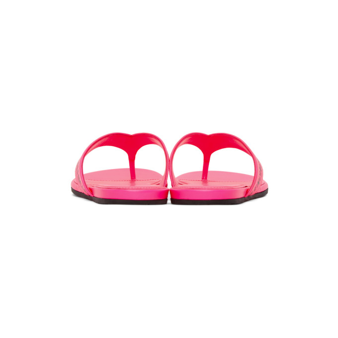 BALENCIAGA BALENCIAGA PINK LOGO THONG SANDALS