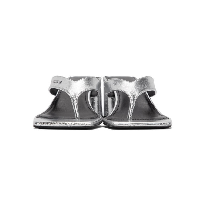 BALENCIAGA BALENCIAGA SILVER FLIP FLOP HEELS