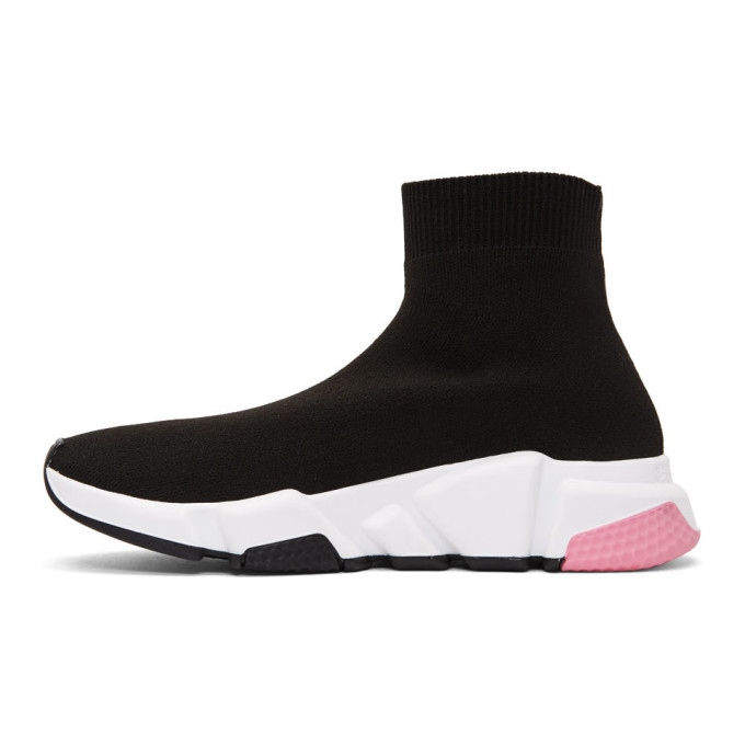 BALENCIAGA BLACK & PINK SPEED SNEAKERS