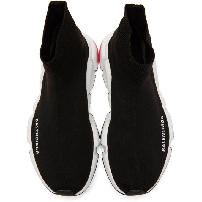 BALENCIAGA BLACK & PINK SPEED SNEAKERS