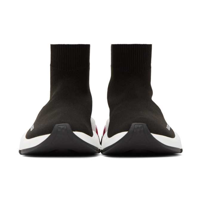 BALENCIAGA BALENCIAGA BLACK AND PINK CLEAR SOLE SPEED SNEAKERS