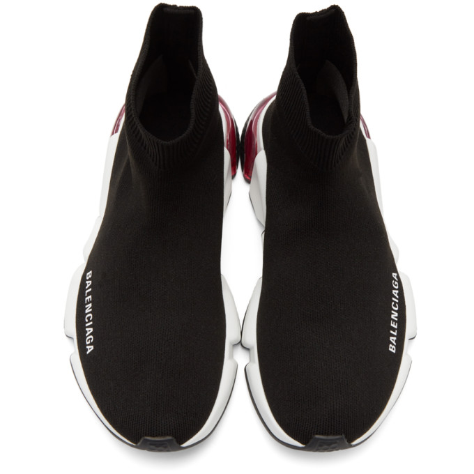 BALENCIAGA BALENCIAGA BLACK AND PINK CLEAR SOLE SPEED SNEAKERS