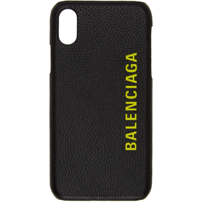 BALENCIAGA BALENCIAGA 黑色徽标皮革 IPHONE X 手机壳