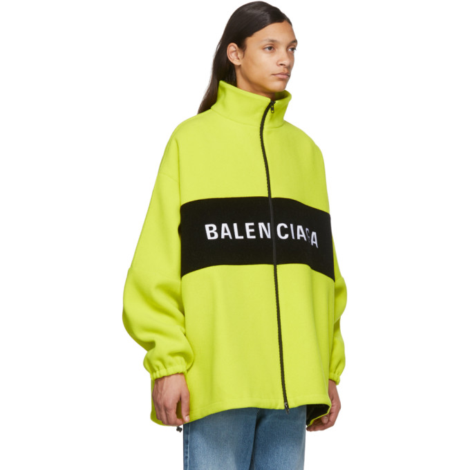 BALENCIAGA BALENCIAGA YELLOW WOOL LOGO ZIP-UP JACKET