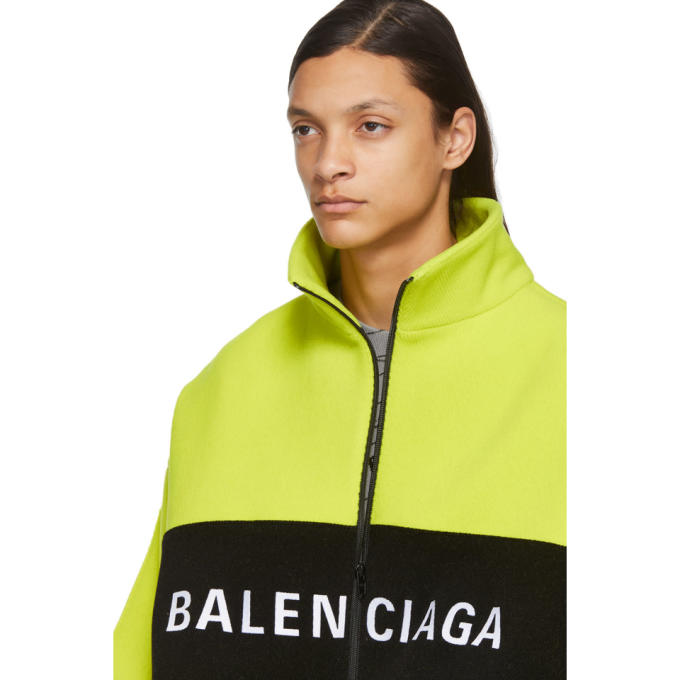 BALENCIAGA BALENCIAGA YELLOW WOOL LOGO ZIP-UP JACKET