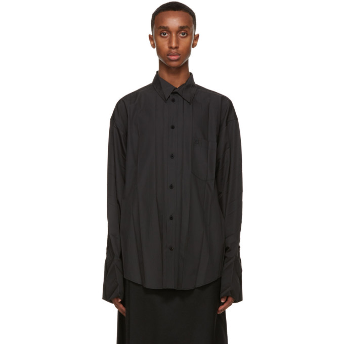 Balenciaga Black Plisse Shirt