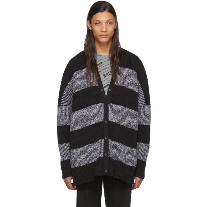 BALENCIAGA BALENCIAGA BLACK AND WHITE STRIPEY CARDIGAN