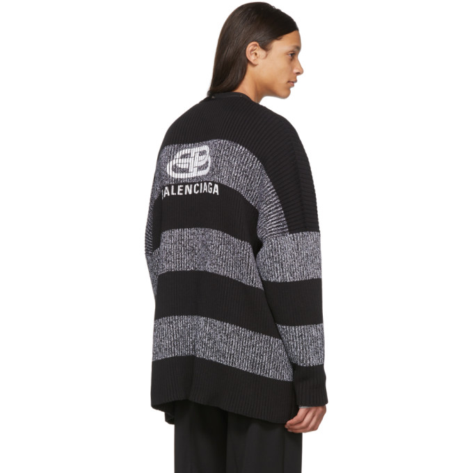 BALENCIAGA BALENCIAGA BLACK AND WHITE STRIPEY CARDIGAN
