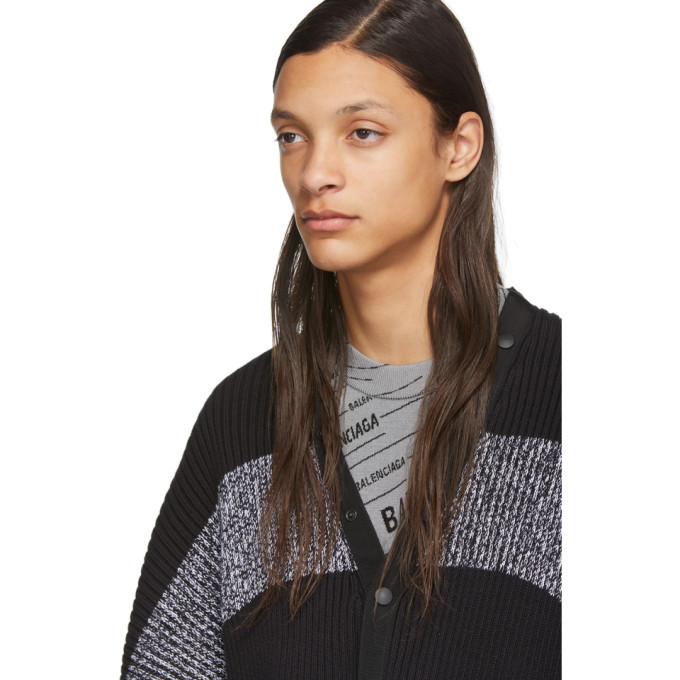 BALENCIAGA BALENCIAGA BLACK AND WHITE STRIPEY CARDIGAN