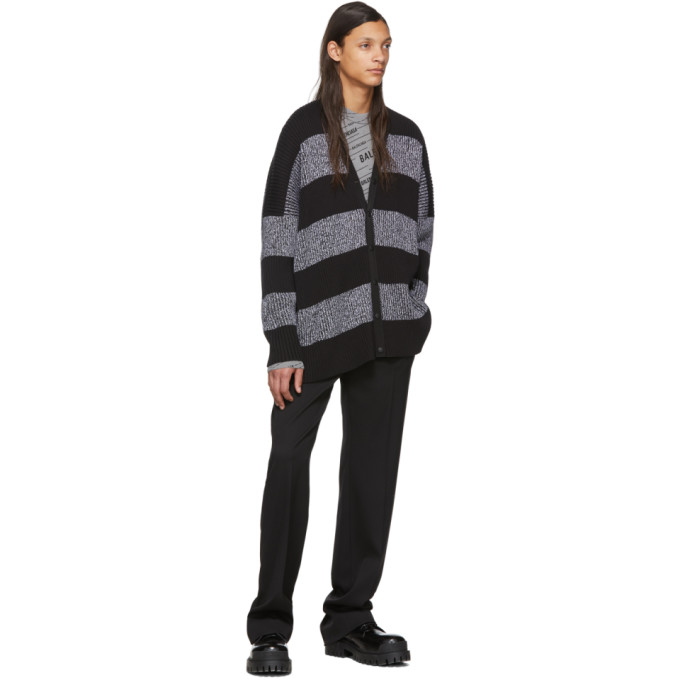 BALENCIAGA BALENCIAGA BLACK AND WHITE STRIPEY CARDIGAN