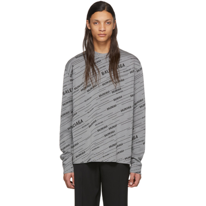 BALENCIAGA BALENCIAGA GREY JACQUARD SWEATER