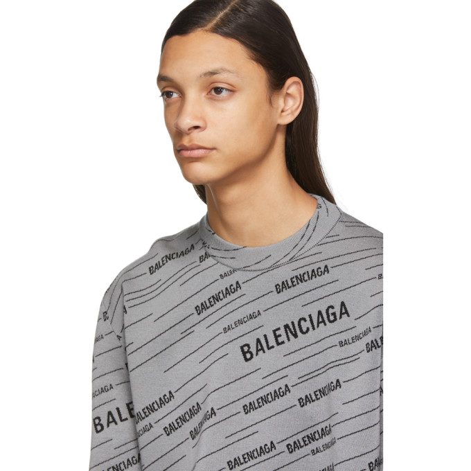 BALENCIAGA BALENCIAGA GREY JACQUARD SWEATER