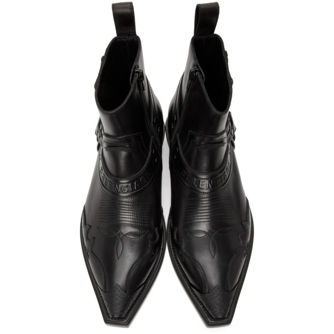 BALENCIAGA BALENCIAGA BLACK HARNESS SANTIAG BOOTS