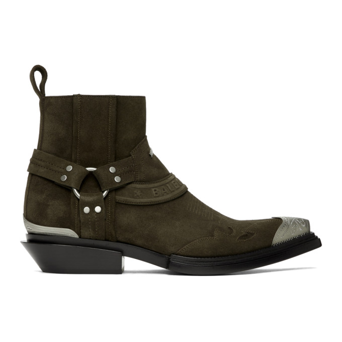 BALENCIAGA BALENCIAGA BROWN SUEDE HARNESS SANTIAG BOOTS