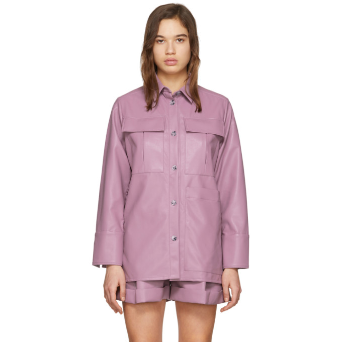 Aeron Purple Faux-leather Blanche Shirt In 049 Lavende