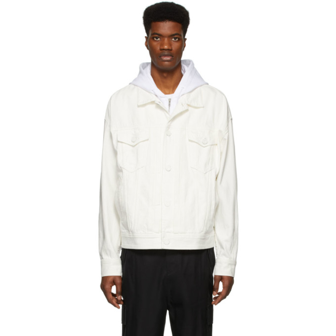 JUUNJ WHITE DENIM HOODIE JACKET