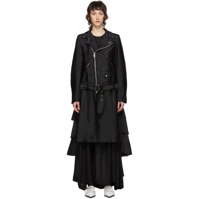 Comme Des Garçons Homme Deux Comme Des Garcons Homme Plus 黑色荷叶边机车大衣 In 1 Black