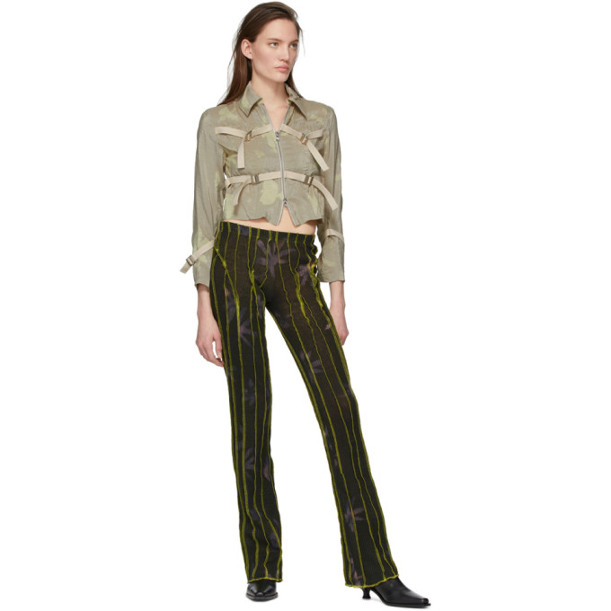 HELENAMANZANO HELENAMANZANO SSENSE EXCLUSIVE GREEN 3D STRIPE LOUNGE PANTS