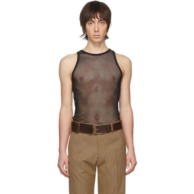 Dries Van Noten Black Mesh Tank Top