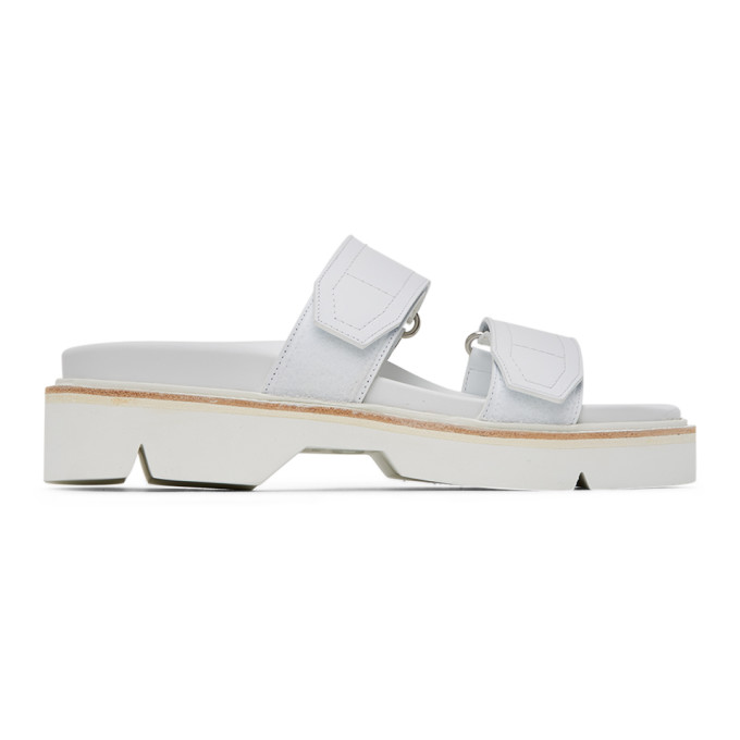 Dries Van Noten White Velcro Strap Sandals