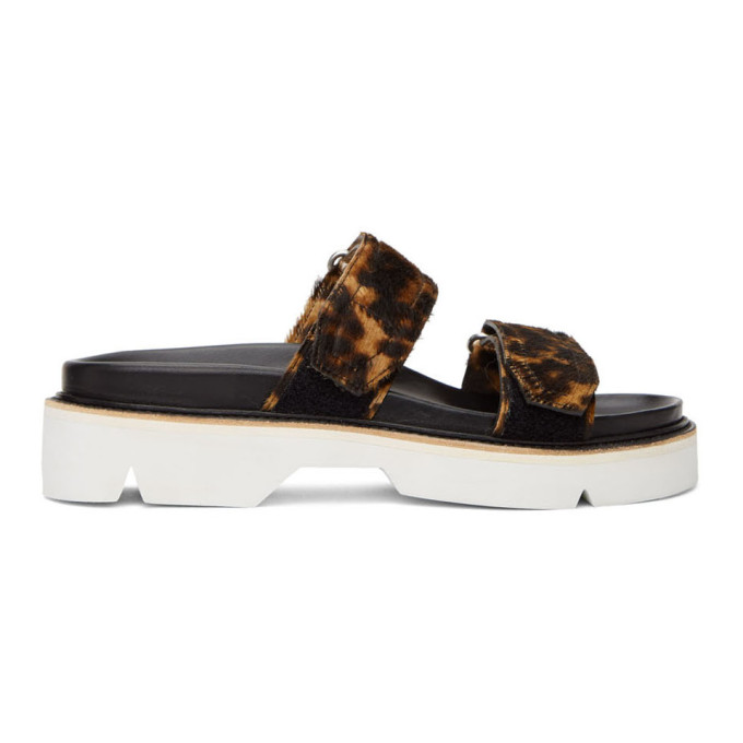 Dries Van Noten Brown and Black Calf-Hair Cheetah Sandals