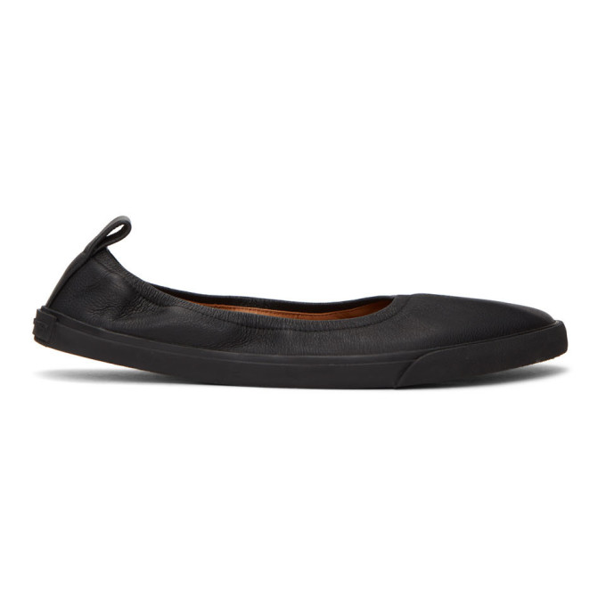 black flat loafers