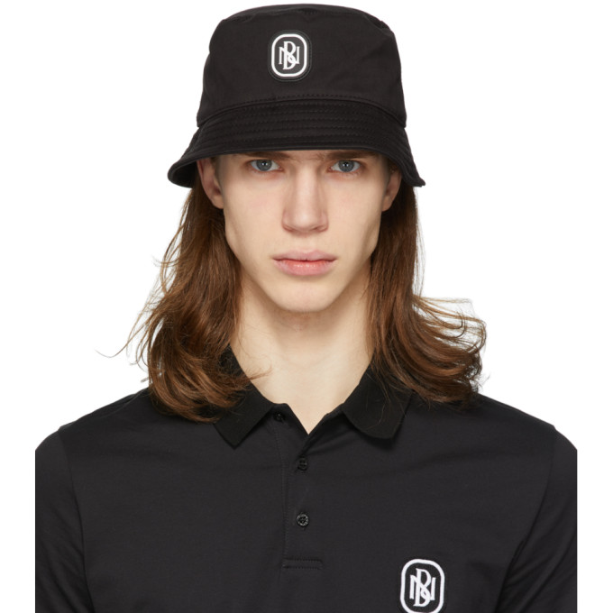 NEIL BARRETT BLACK LOGO BUCKET HAT