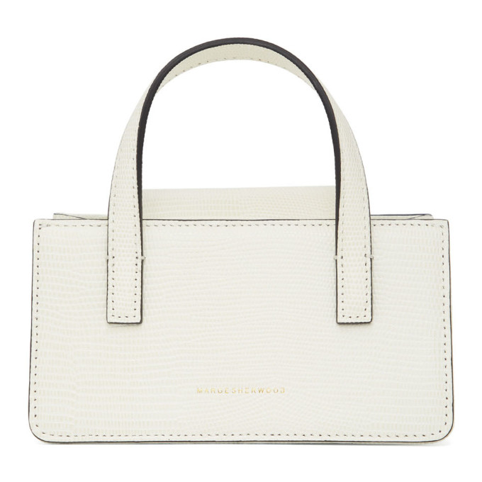 MARGE SHERWOOD MARGE SHERWOOD WHITE LIZARD-EMBOSSED MINI GRANDMA BAG