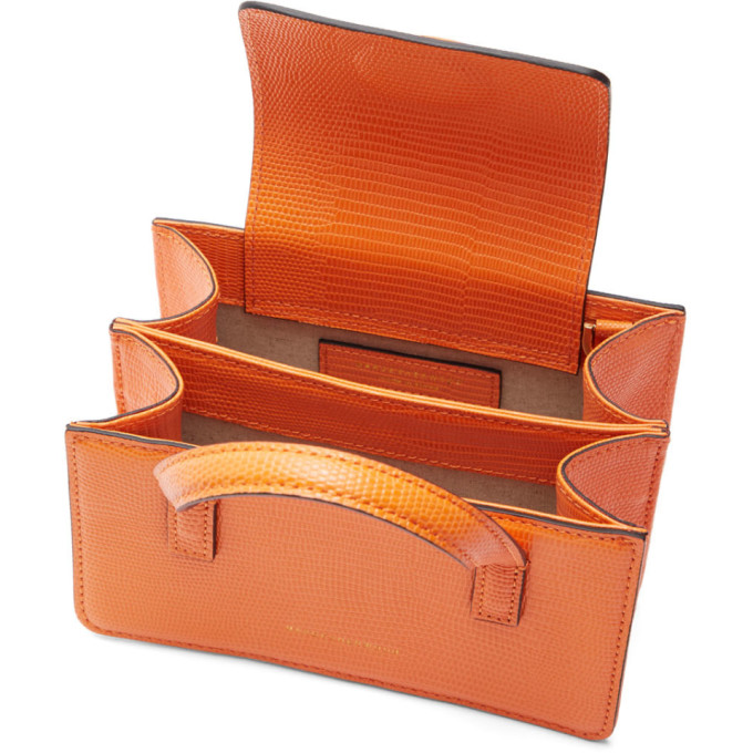 Marge Sherwood Grandma Mini Bag In Orange Lizard Embossed Leather