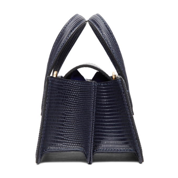 MARGE SHERWOOD MARGE SHERWOOD NAVY LIZARD-EMBOSSED MINI GRANDMA BAG