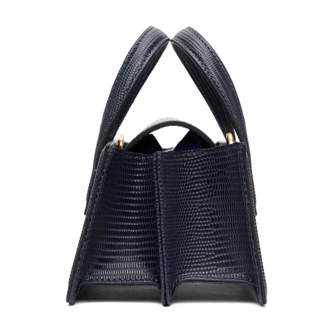 MARGE SHERWOOD MARGE SHERWOOD NAVY LIZARD-EMBOSSED MINI GRANDMA BAG