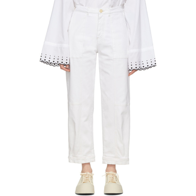 SEE BY CHLOÉ WHITE PANELLED JEANS