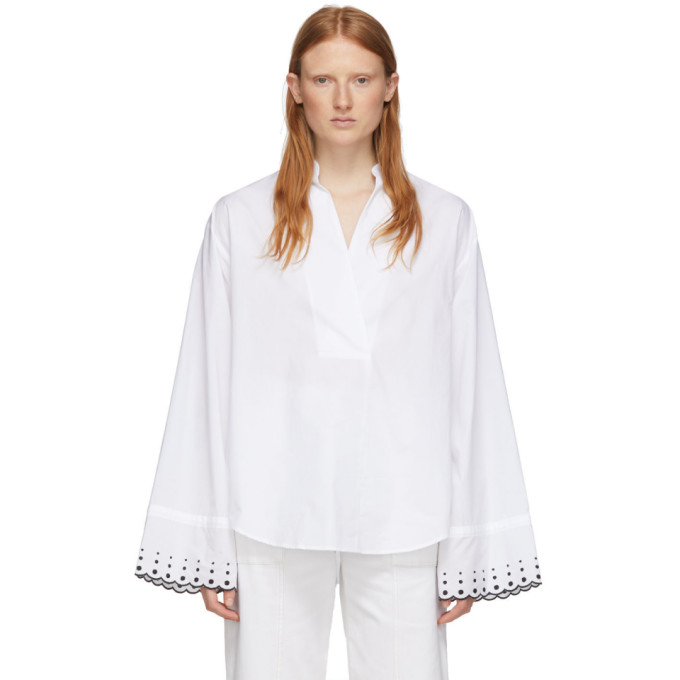 SEE BY CHLOÉ SEE BY CHLOE WHITE POPLIN EMBROIDERED SHIRT