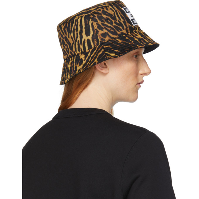 BURBERRY REVERSIBLE BLACK & TAN LEOPARD PRINT BUCKET HAT