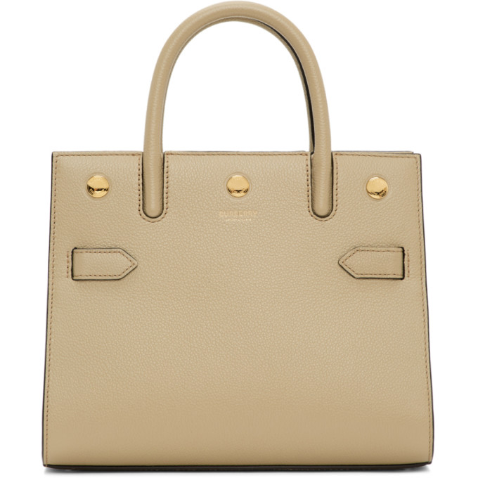 Burberry Beige Mini Two-handle Title Bag In Light Beige