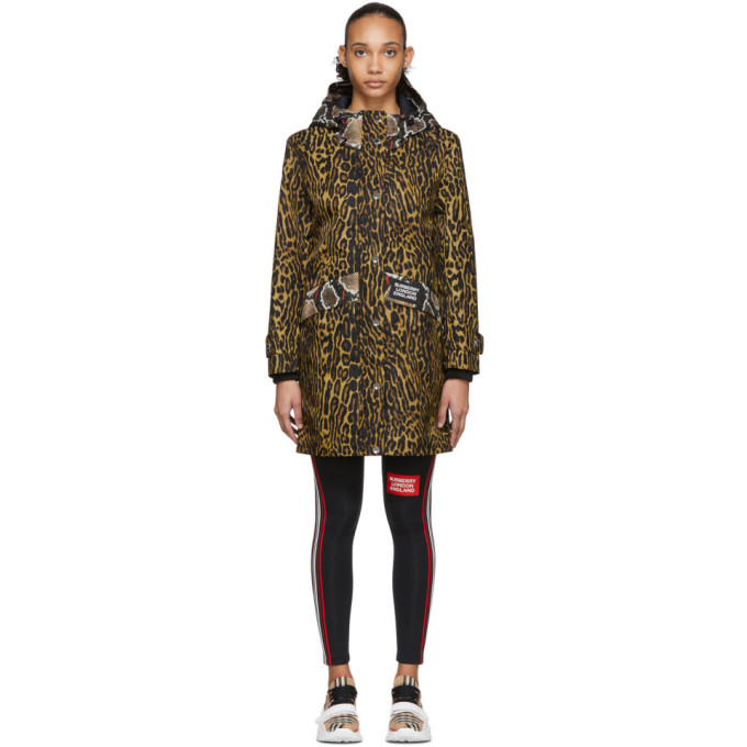 Burberry Hooded Animal-print Shell Coat In Brown | ModeSens