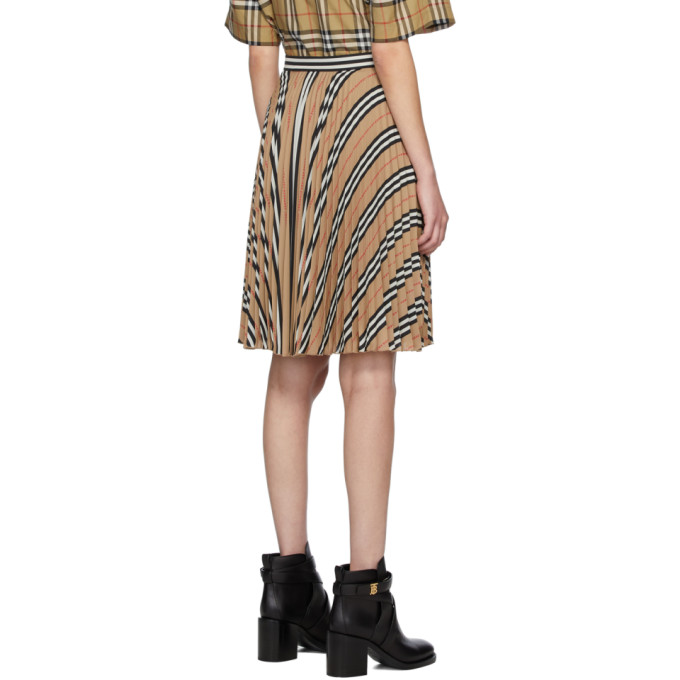 BURBERRY BEIGE PLEATED STRIPE SKIRT