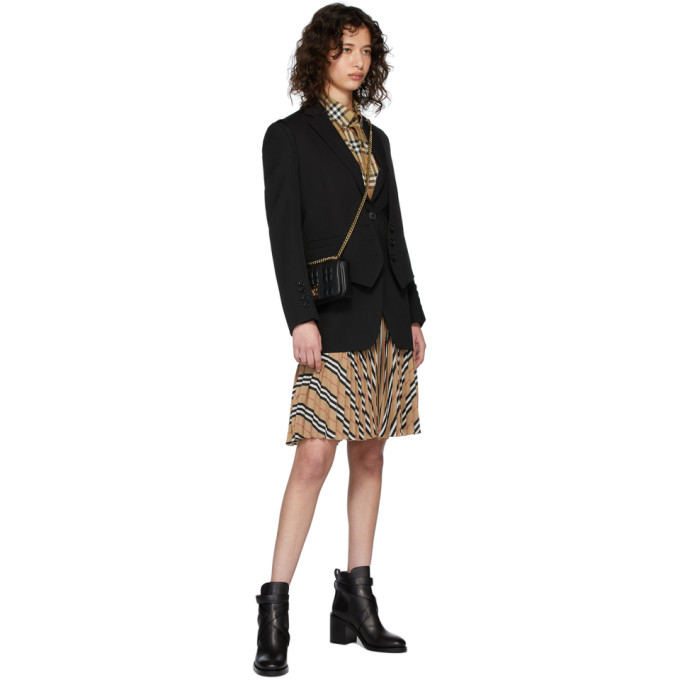BURBERRY BEIGE PLEATED STRIPE SKIRT