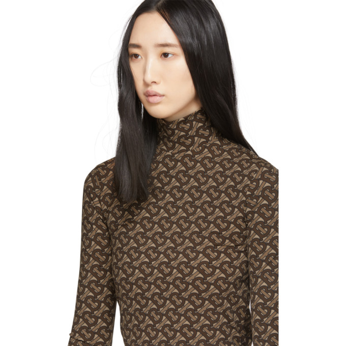 Burberry Tb Monogram Turtleneck Top In Brown