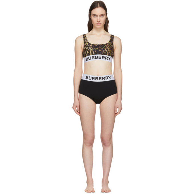 BURBERRY BLACK & BROWN LEOPARD SPORTY BIKINI