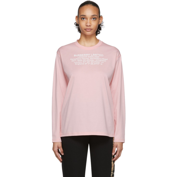 BURBERRY BURBERRY PINK CREUSE LONG SLEEVE T-SHIRT