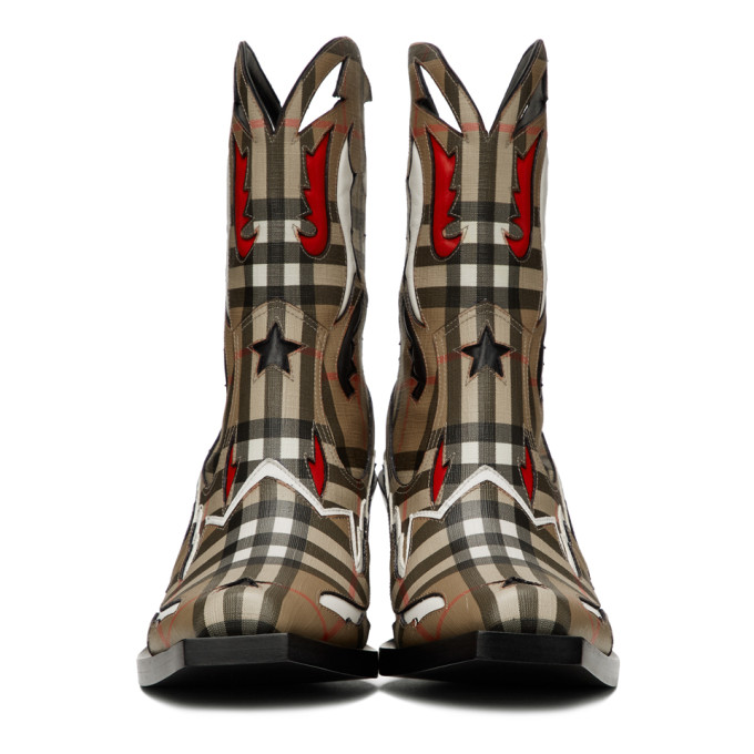 BURBERRY BURBERRY BEIGE CHECK MATLOCK BOOTS