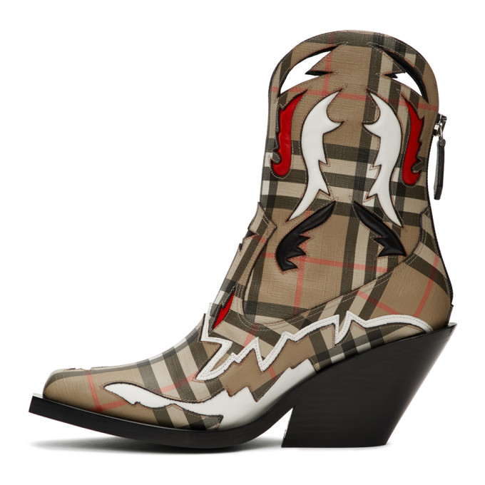 BURBERRY BURBERRY BEIGE CHECK MATLOCK BOOTS