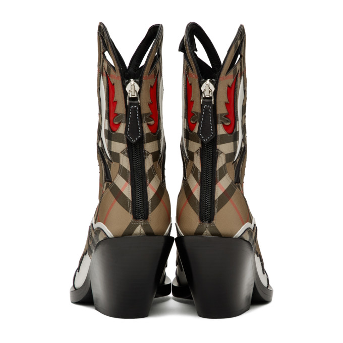 BURBERRY BURBERRY BEIGE CHECK MATLOCK BOOTS