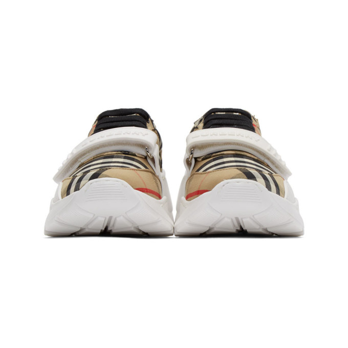 BURBERRY BEIGE CHECK REGIS SNEAKERS