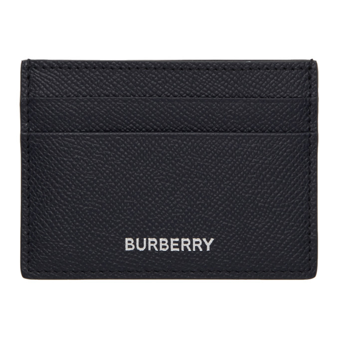 BURBERRY BURBERRY NAVY GRAINED BUSINESS CARD HOLDER